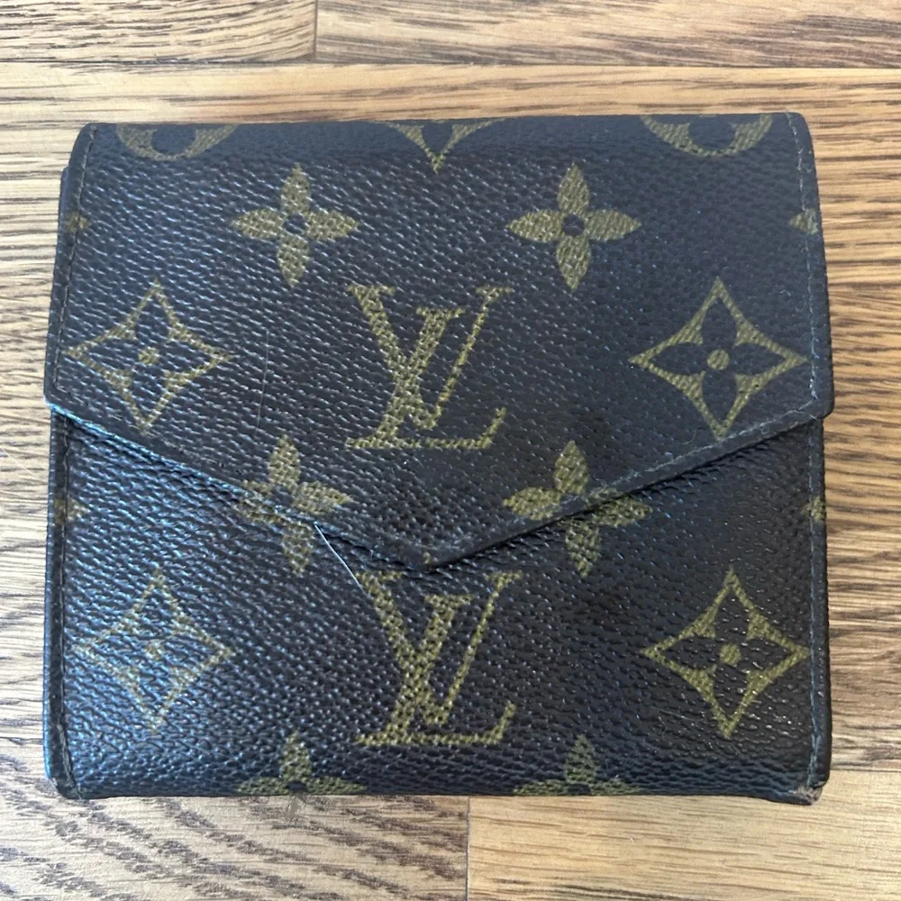 Louis Vuitton Compact Monogram Wallet Brown snap Vintage
